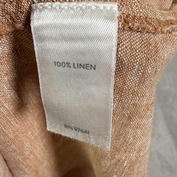 J Jill 100% Linen Dress Size Small Petite Tan/Orange Beach Vacation Pockets - Picture 9 of 15